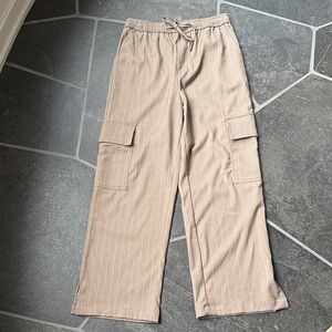 DELUC, Pinstriped Drawstring Cargo Pants - Taupe